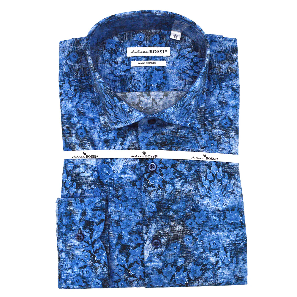 Andrea Bossi Floral Design Dress Shirt S1 - Image 3