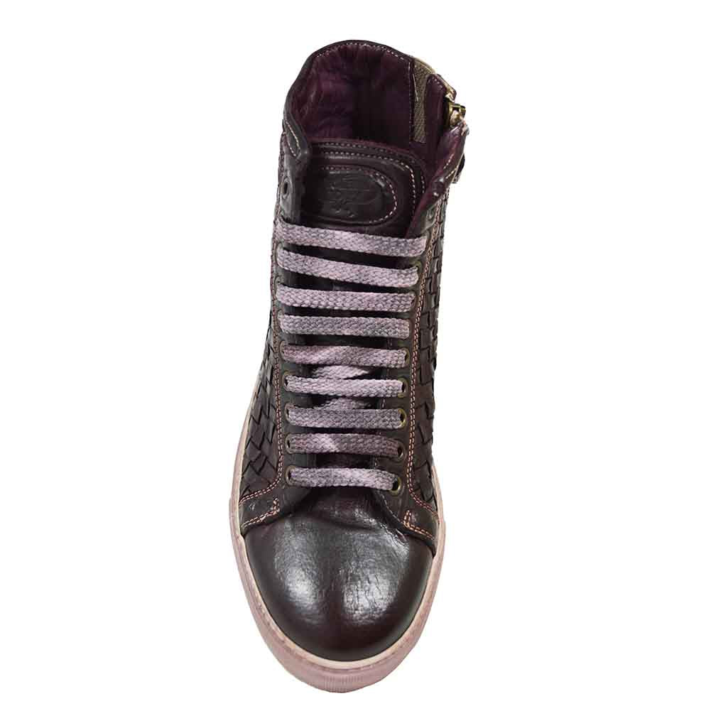 Calzoleria Toscana 9685 Cognac Woven Sneaker - Image 4
