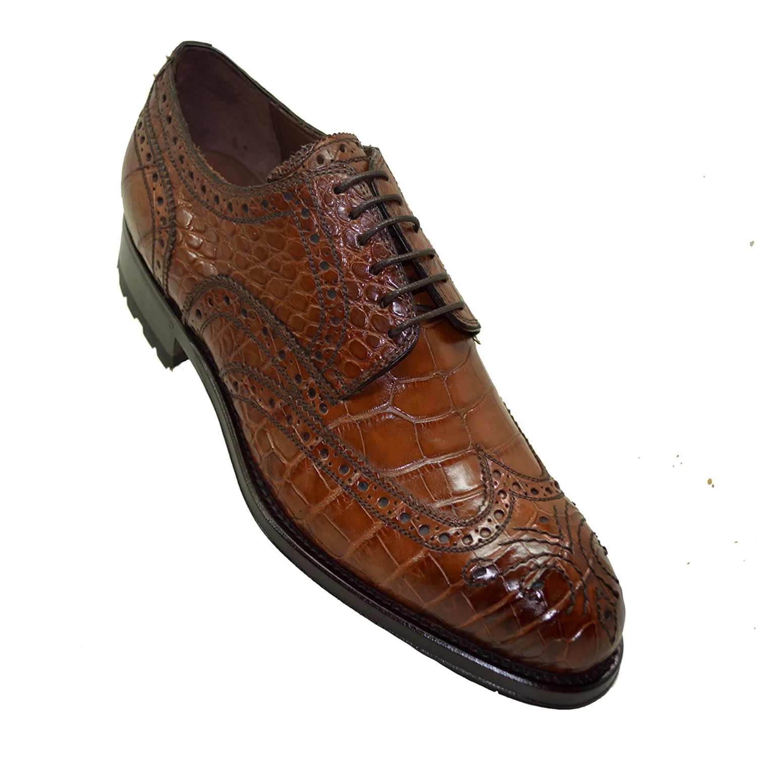 Caporicci 3318 Baby Alligator Wing Tip Lace Up - Image 3
