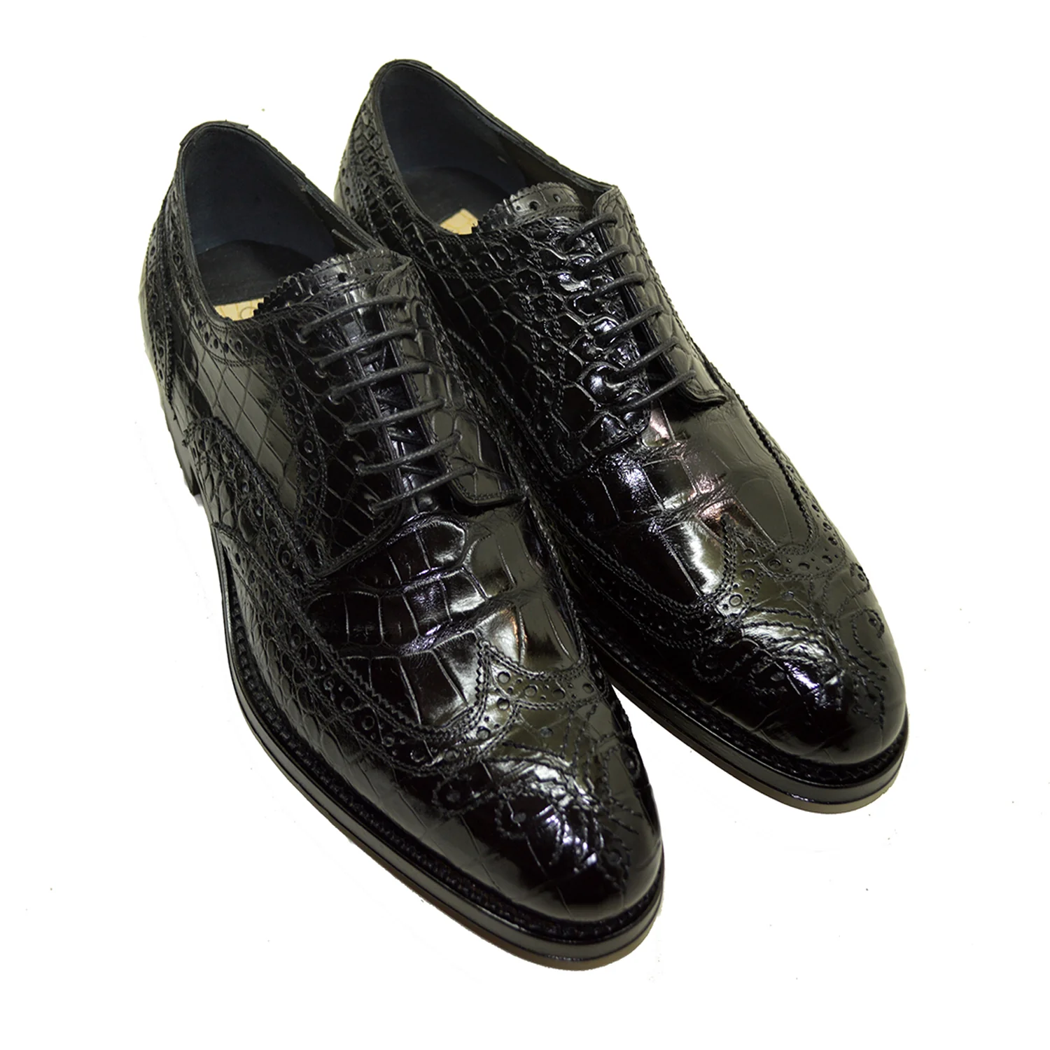 Caporicci 3318 Baby Alligator Wing Tip Lace Up - Image 9
