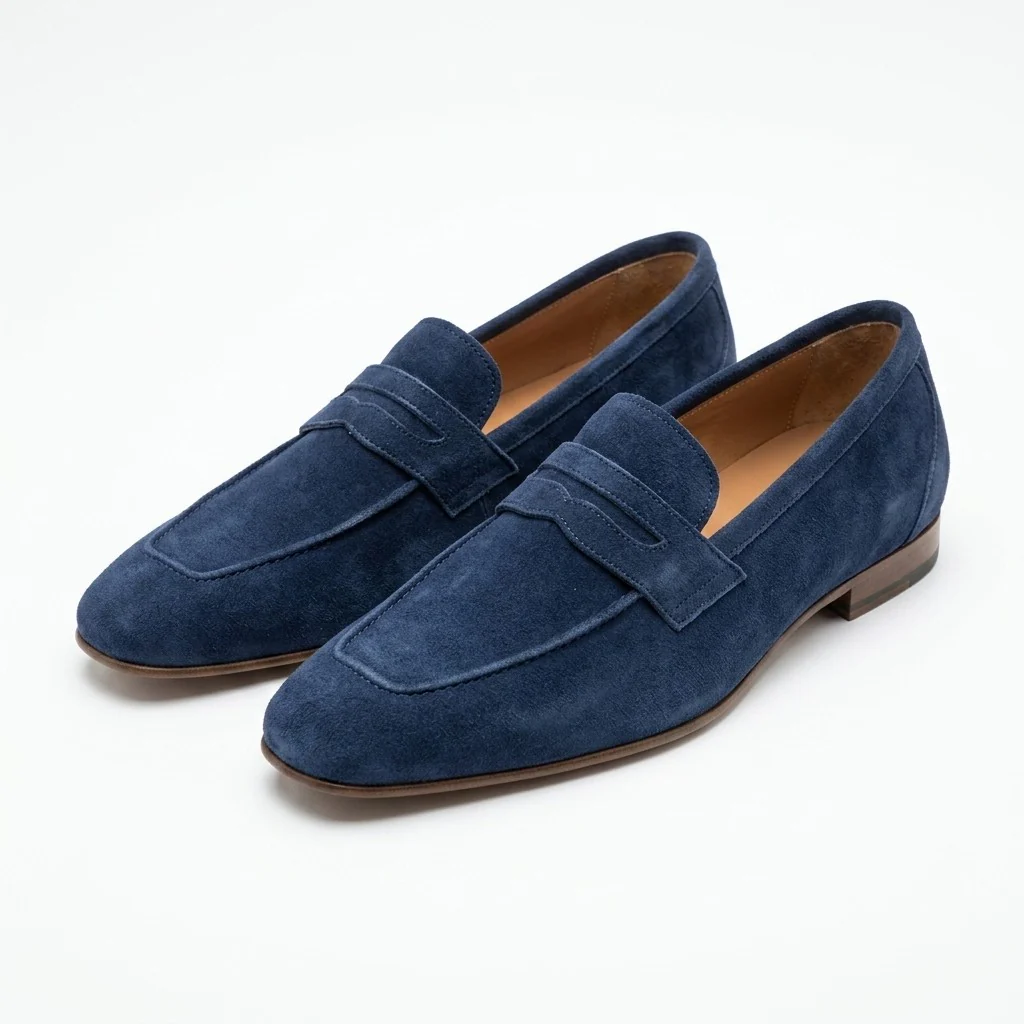 Donald Pliner Jayce Ocean Blue Suede Penny Loafers - Image 3