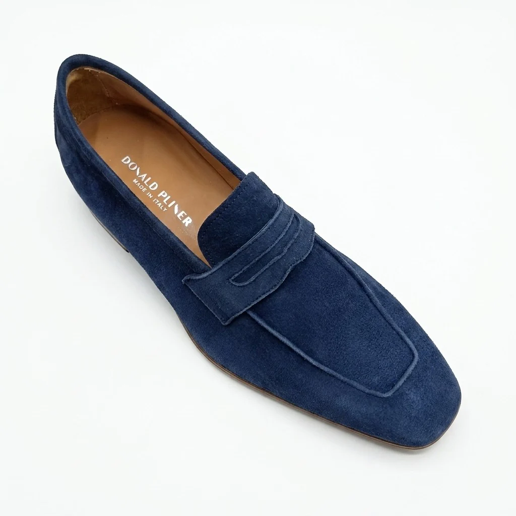 Donald Pliner Jayce Ocean Blue Suede Penny Loafers - Image 4