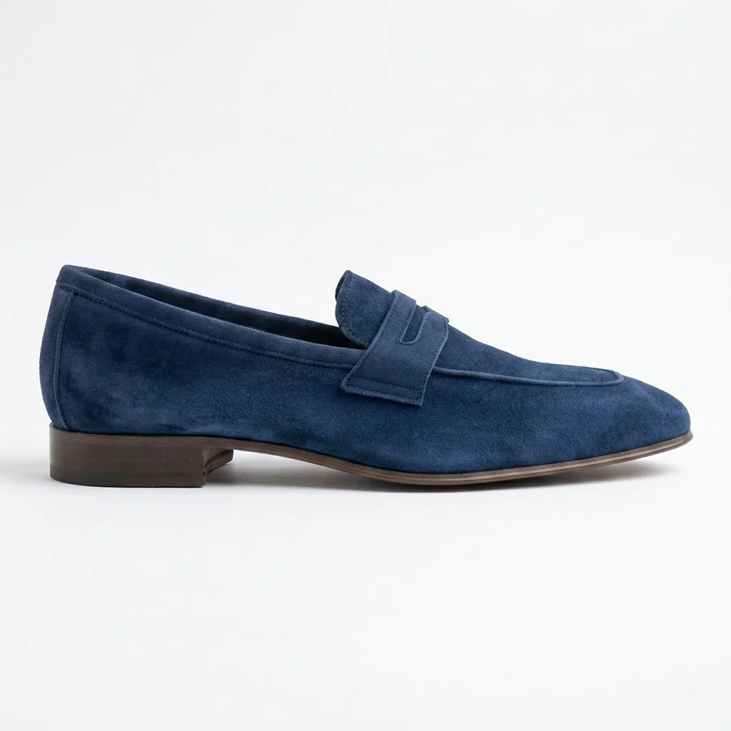 Donald Pliner Jayce Ocean Blue Suede Penny Loafers - Image 6