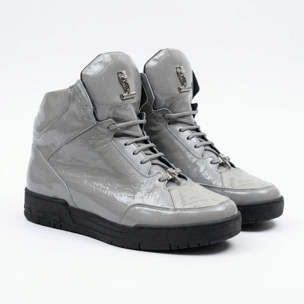 Mauri 8429 Patent Leather & Crocodile High-Top Sneakers - Image 2