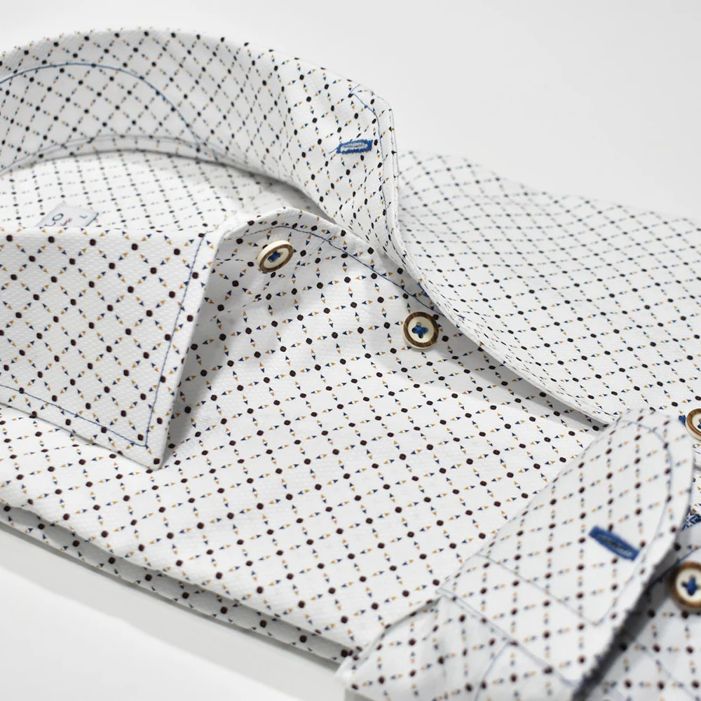 Marcello W-895R Roll White/Beige Diamond Shirt - Image 3