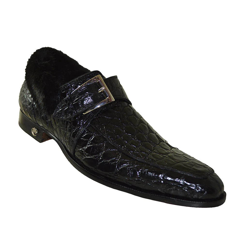 Mauri 1172 Black Alligator Mink Monk Strap - Image 2