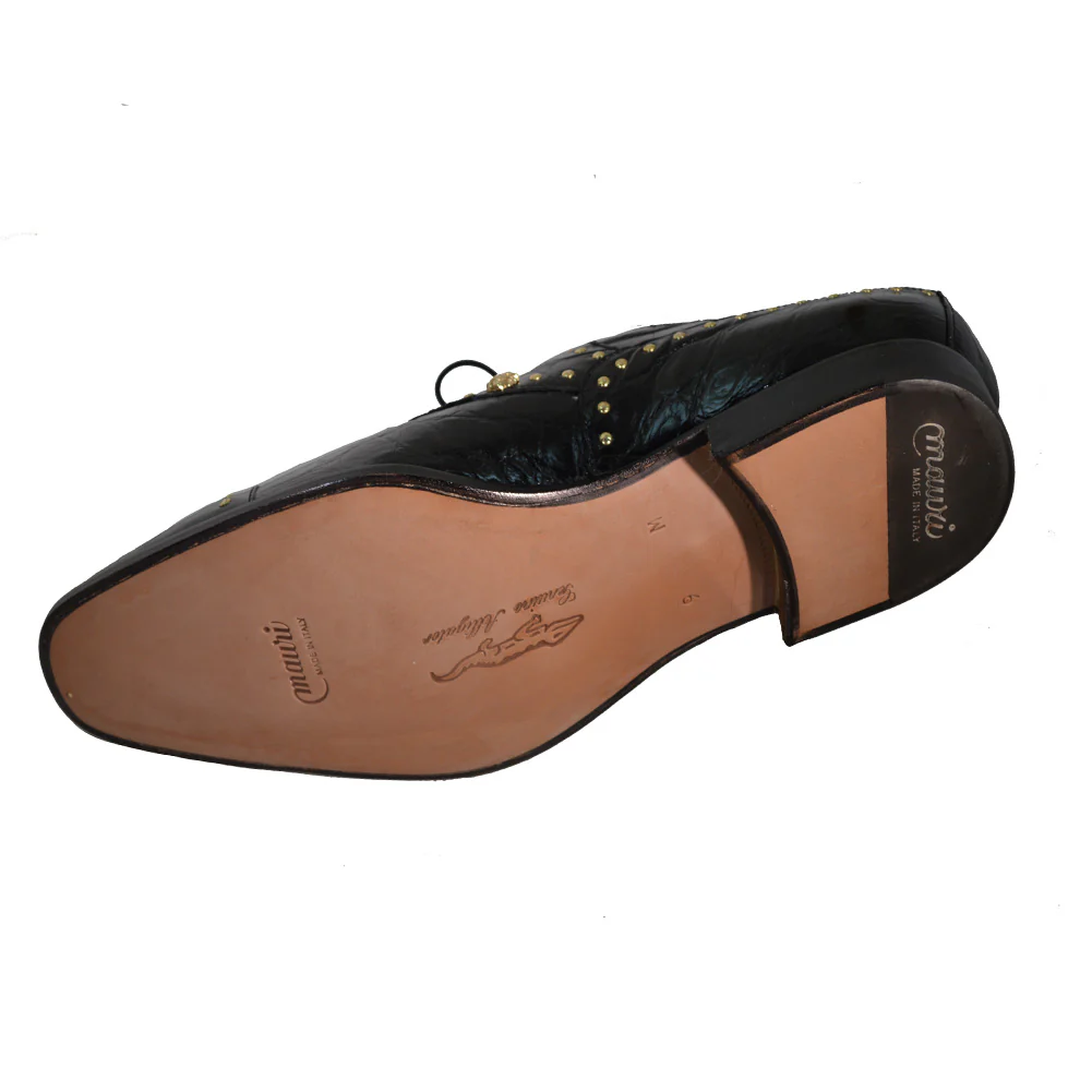 Mauri 4901 Alligator Studded Dress Shoes Black - Image 3