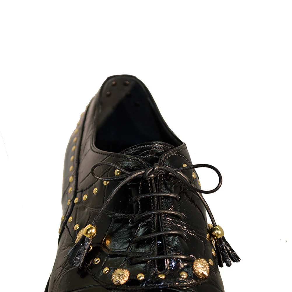 Mauri 4901 Alligator Studded Dress Shoes Black - Image 4