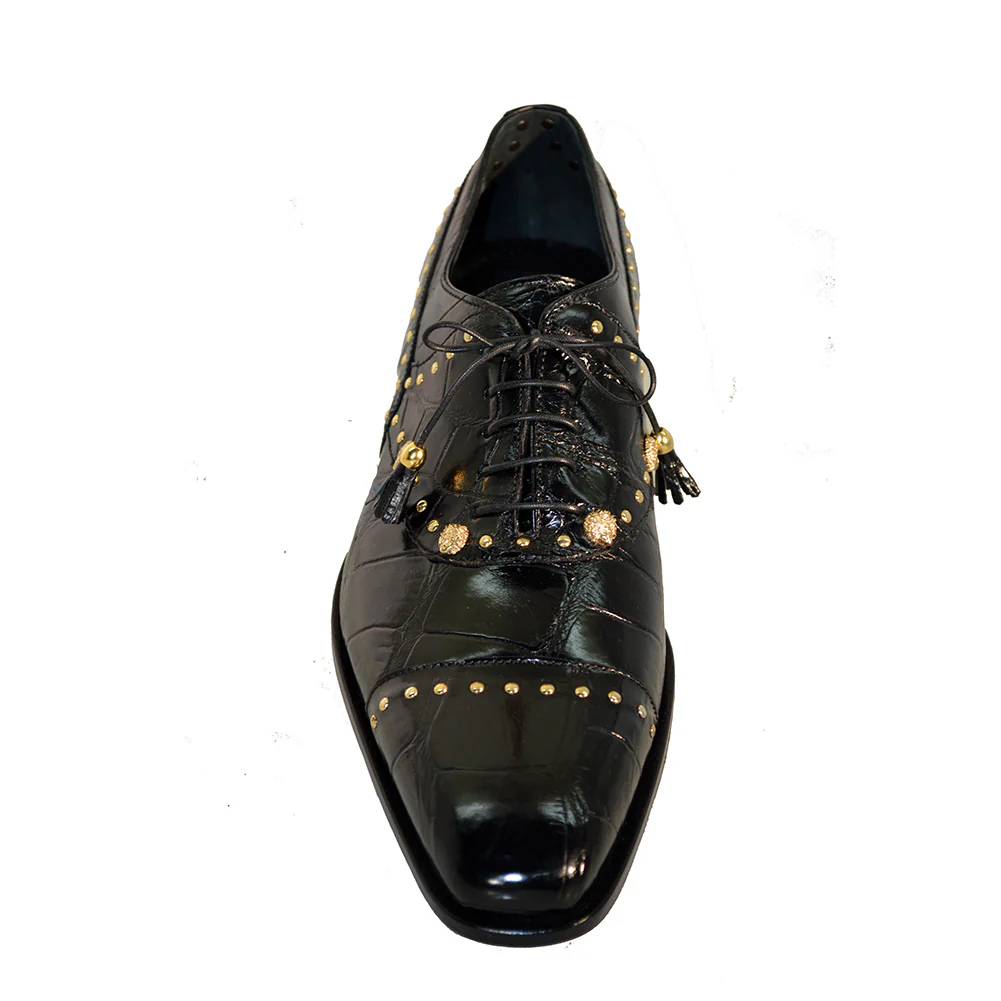 Mauri 4901 Alligator Studded Dress Shoes Black - Image 5