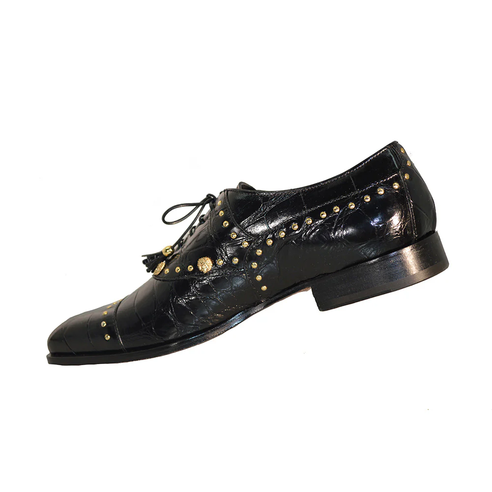 Mauri 4901 Alligator Studded Dress Shoes Black - Image 6