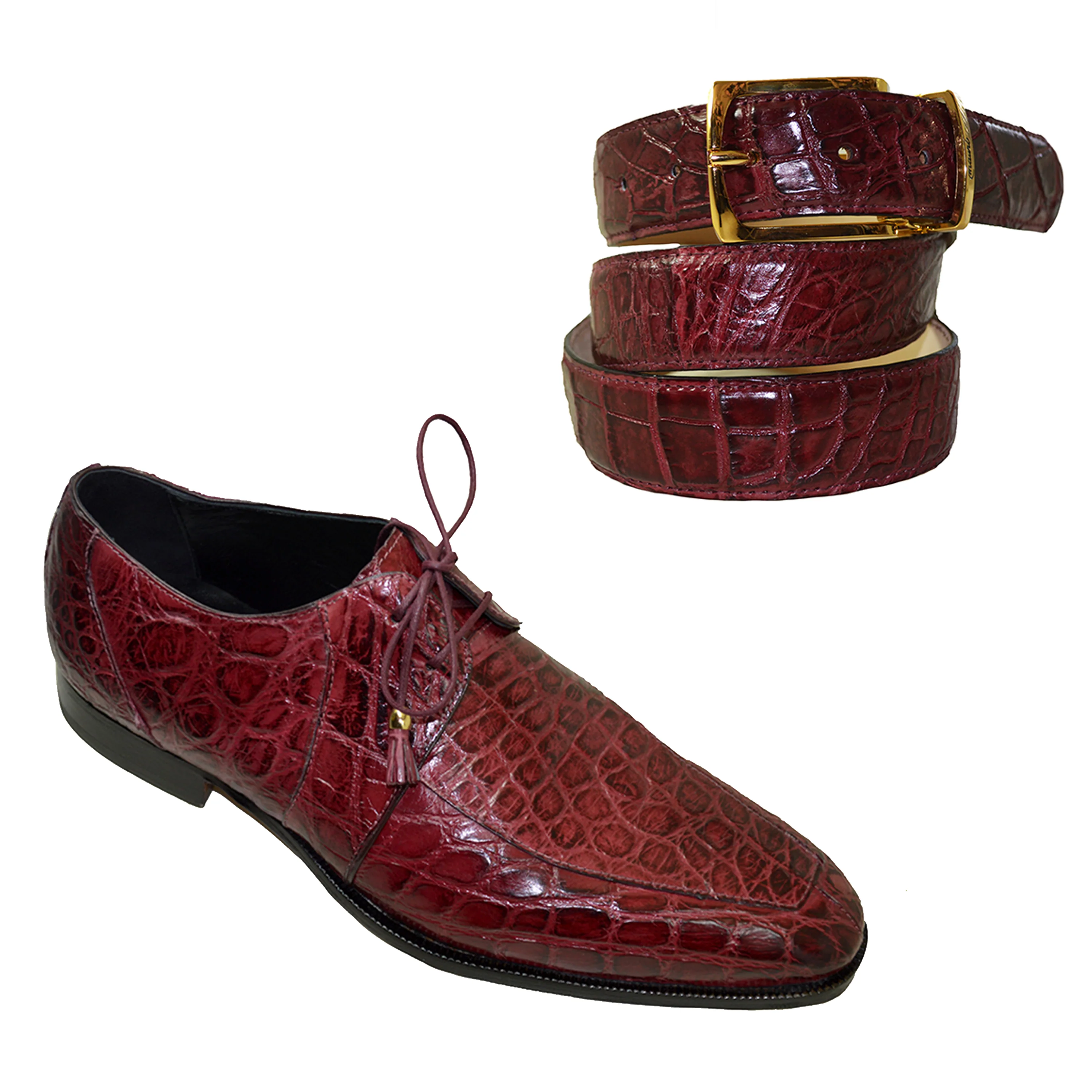 Mauri 4910/1 Ruby Red Alligator Lace Up Dress Shoe - Image 2