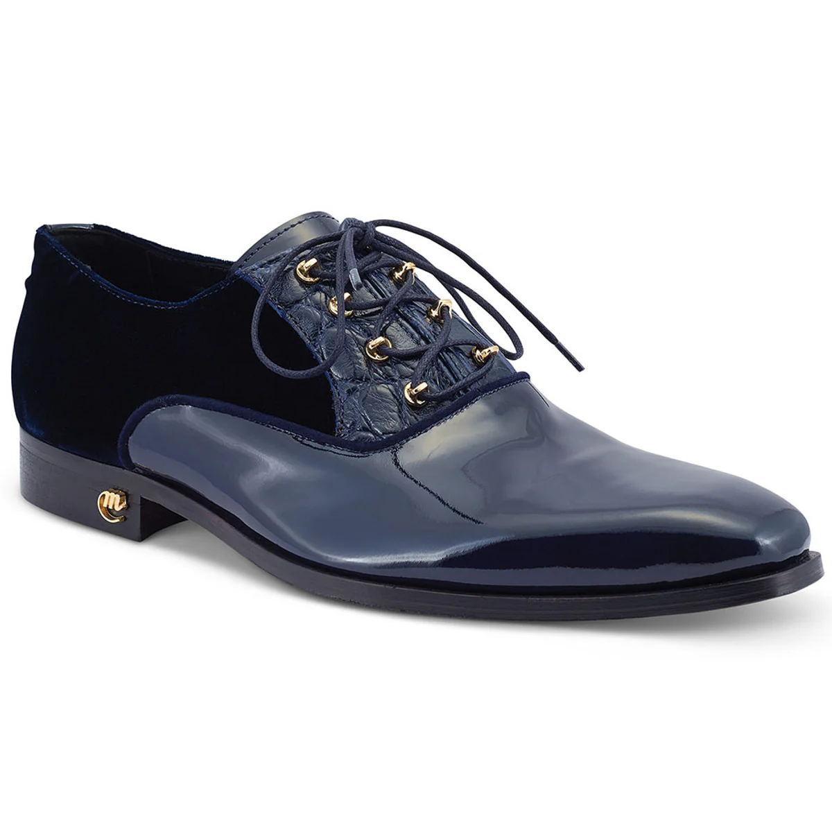 Mauri 4993 Velvet Patent Alligator Lace Up Shoe - Image 2