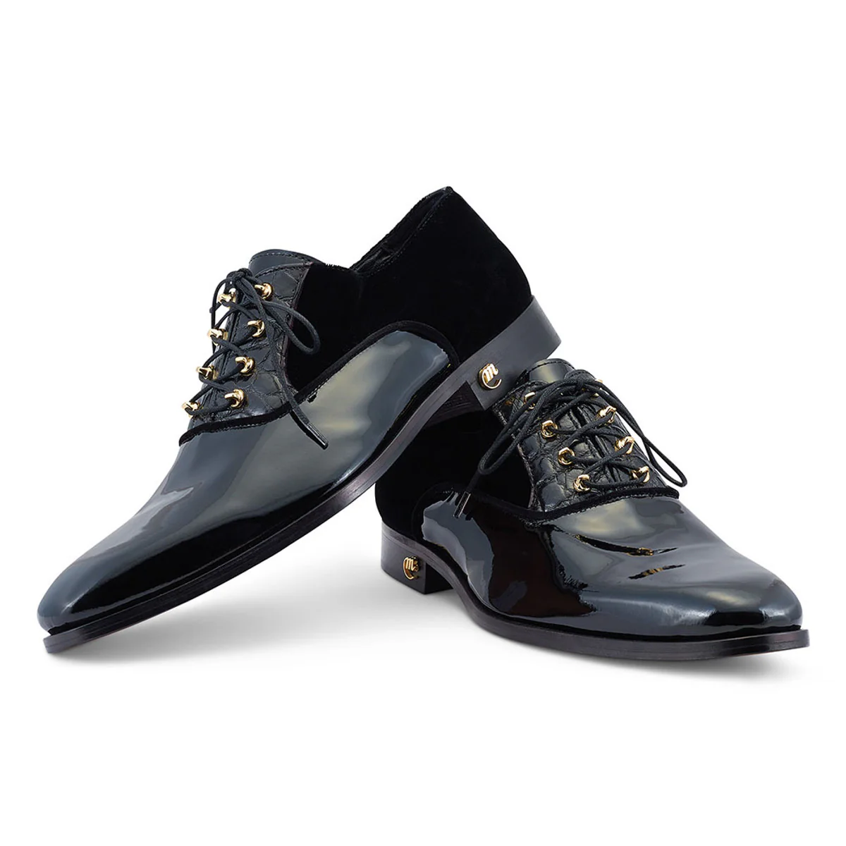 Mauri 4993 Velvet Patent Alligator Lace Up Shoe - Image 3