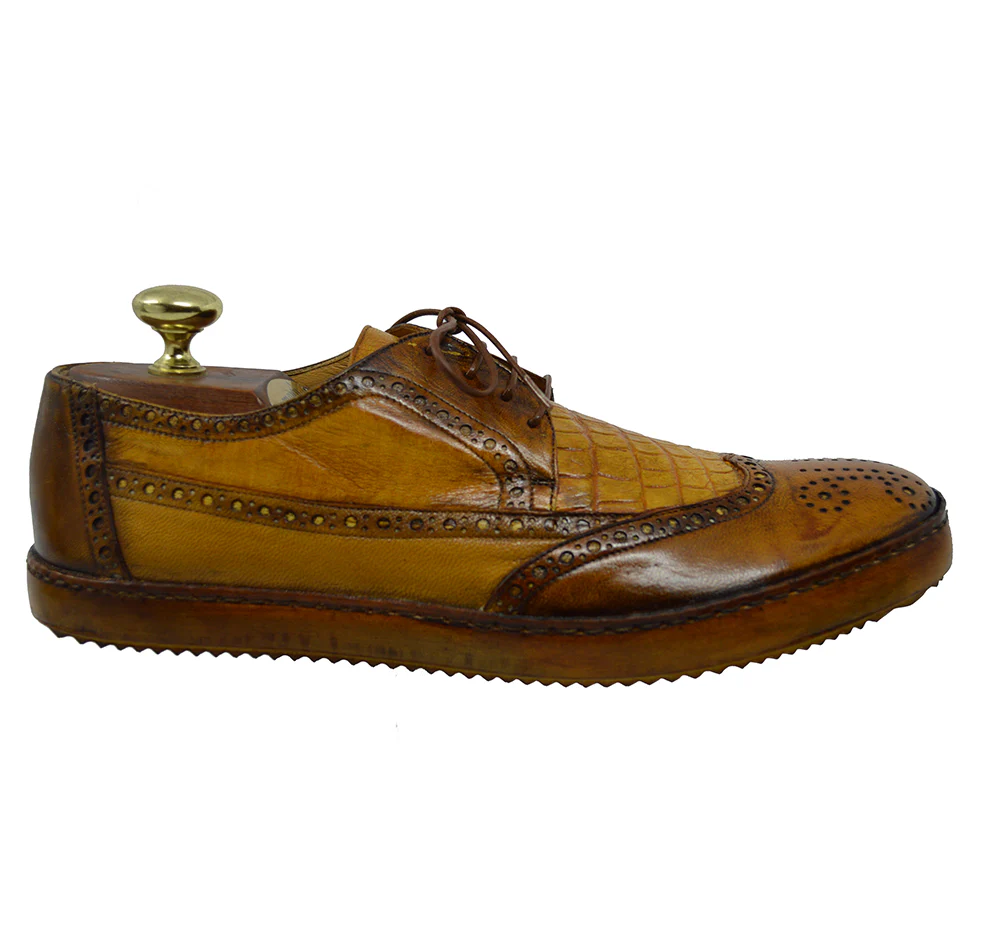 Mauri 8668 -8563 Leather & Alligator Wingtip Low-top Sneakers