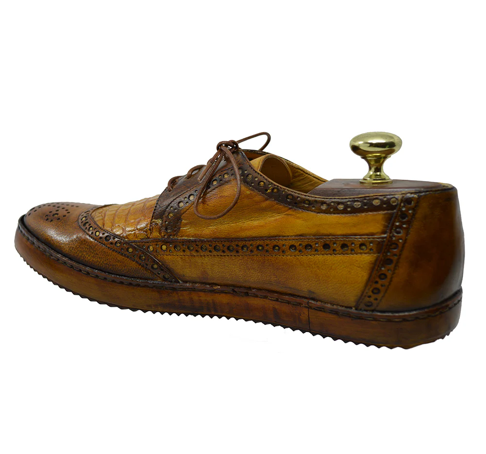 Mauri 8668 -8563 Leather & Alligator Wingtip Low-top Sneakers - Image 3