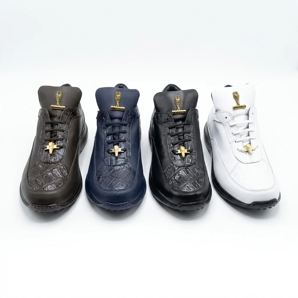 Mauri 8900 Napa Leather and Baby Crocodile Sneakers - Image 11