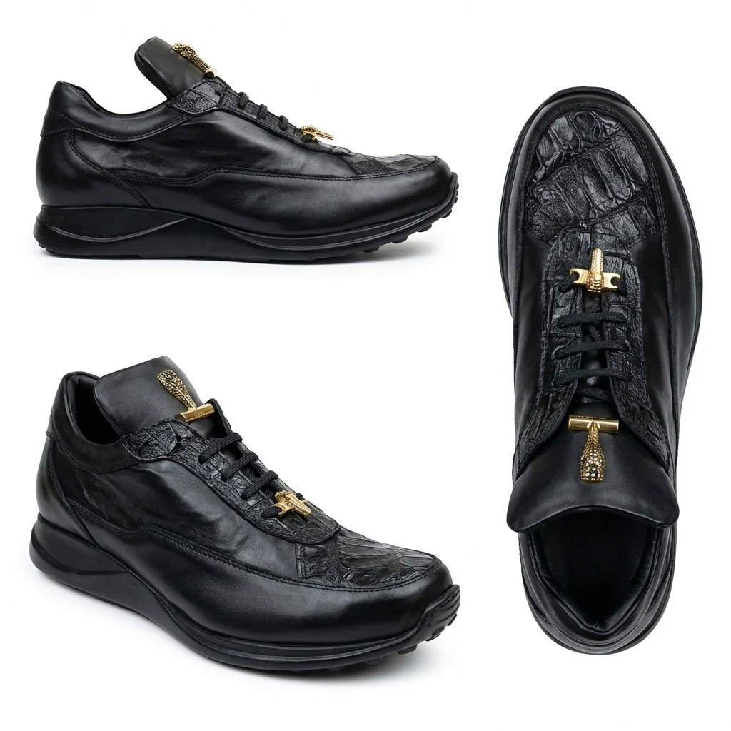 Mauri 8900 Napa Leather and Baby Crocodile Sneakers - Image 14