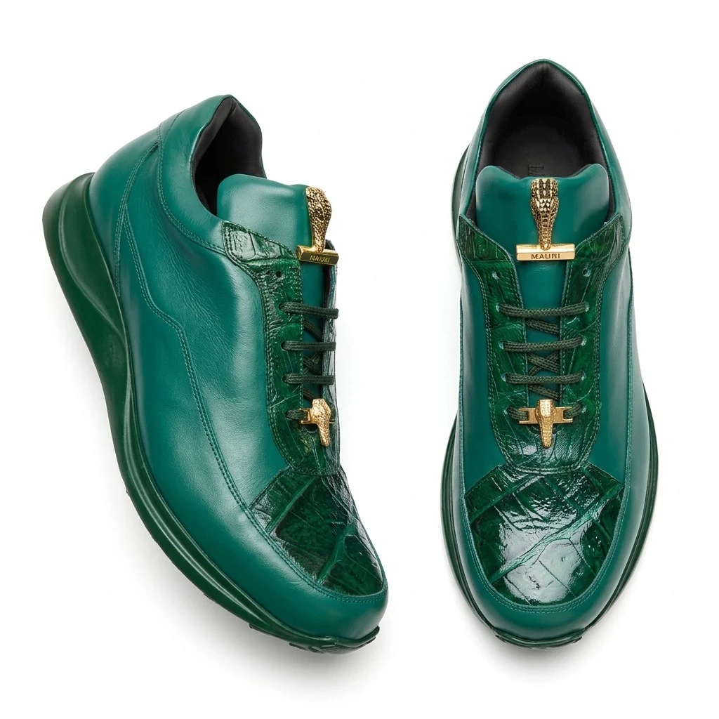 Mauri 8900 Napa Leather and Baby Crocodile Sneakers - Image 6