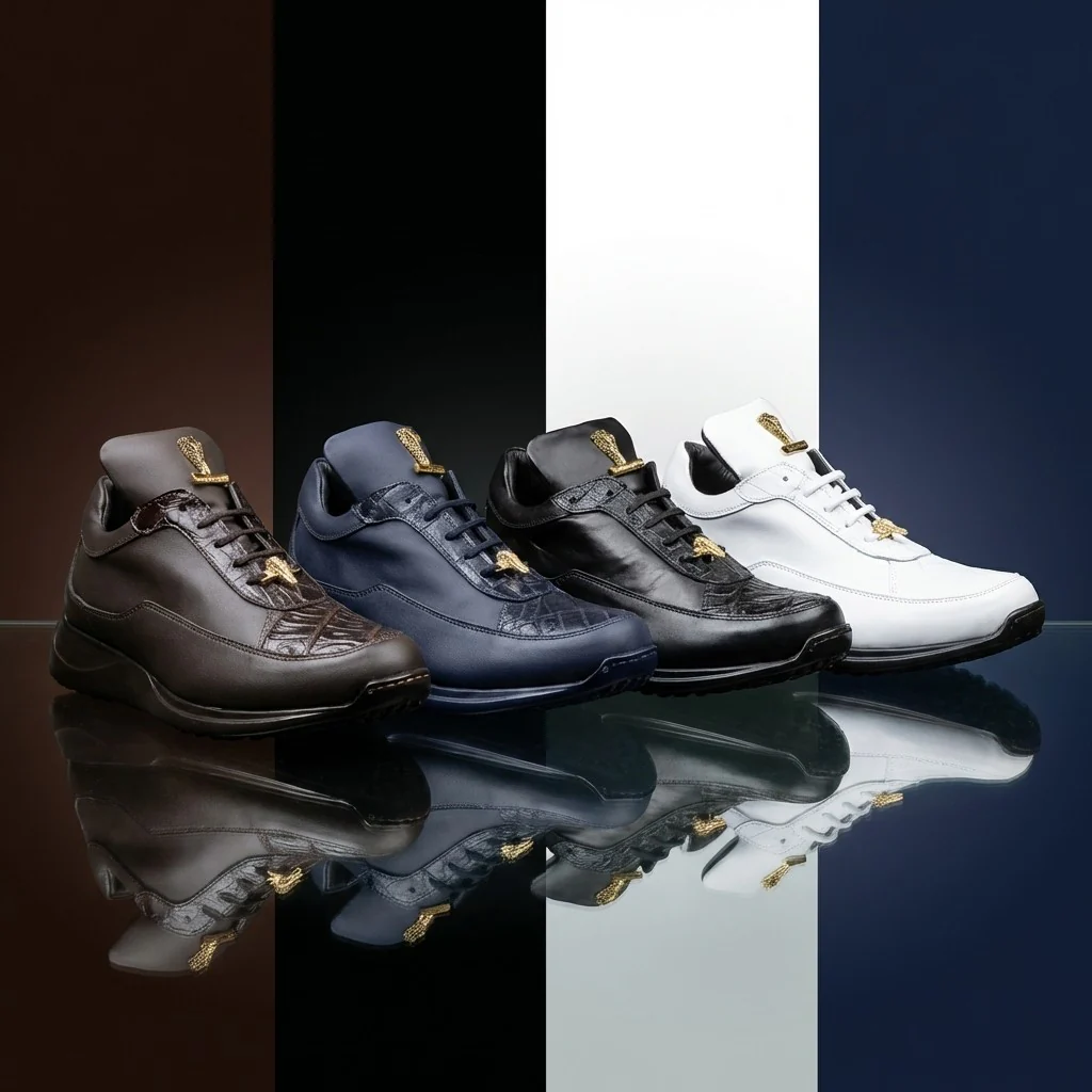 Mauri 8900 Napa Leather and Baby Crocodile Sneakers - Image 8