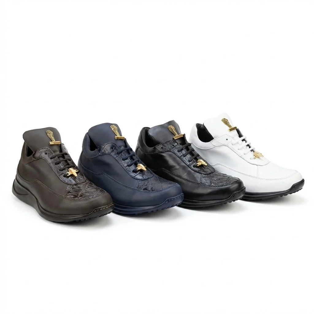 Mauri 8900 Napa Leather and Baby Crocodile Sneakers - Image 9