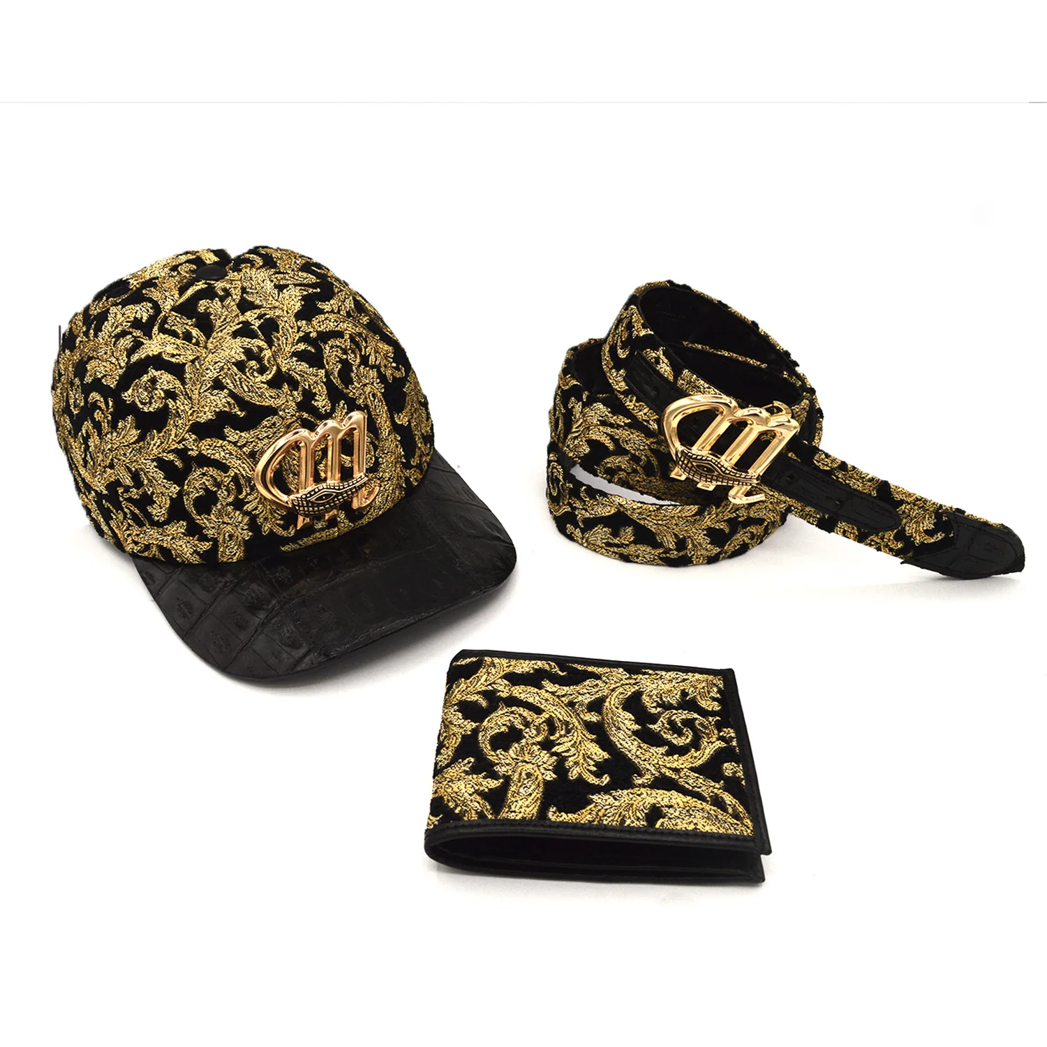 Mauri Fabric Gold & Croc Hat - Image 3