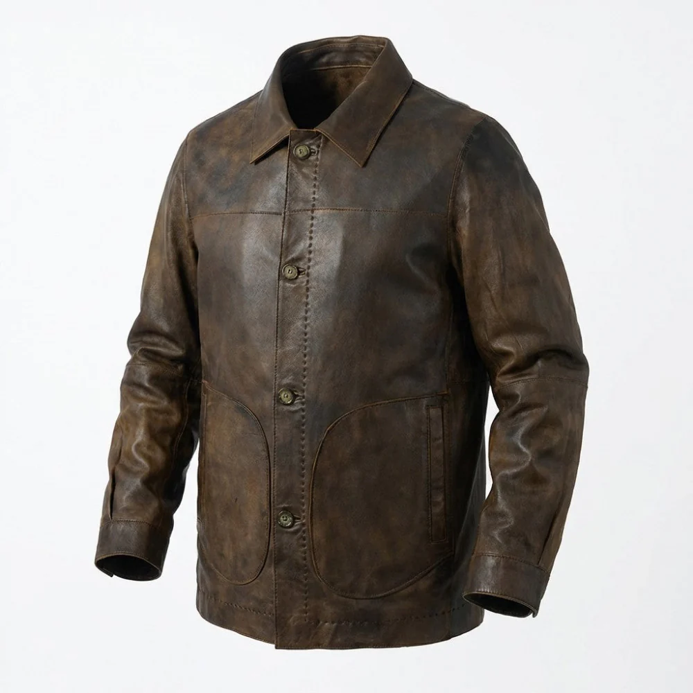 Missani Reversible Distressed Leather Jacket - Image 10