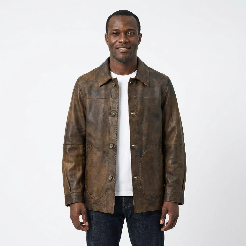 Missani Reversible Distressed Leather Jacket - Image 11