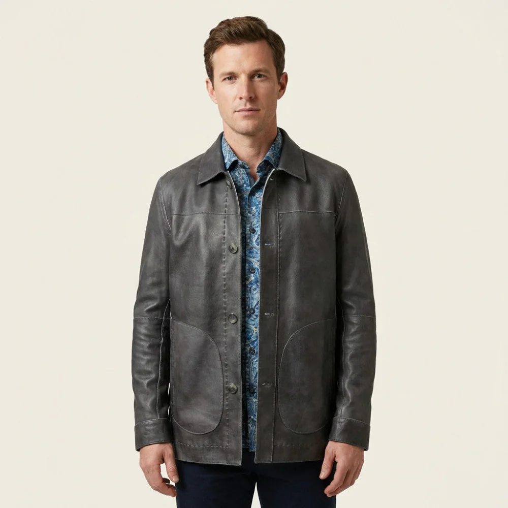 Missani Reversible Distressed Leather Jacket - Image 2