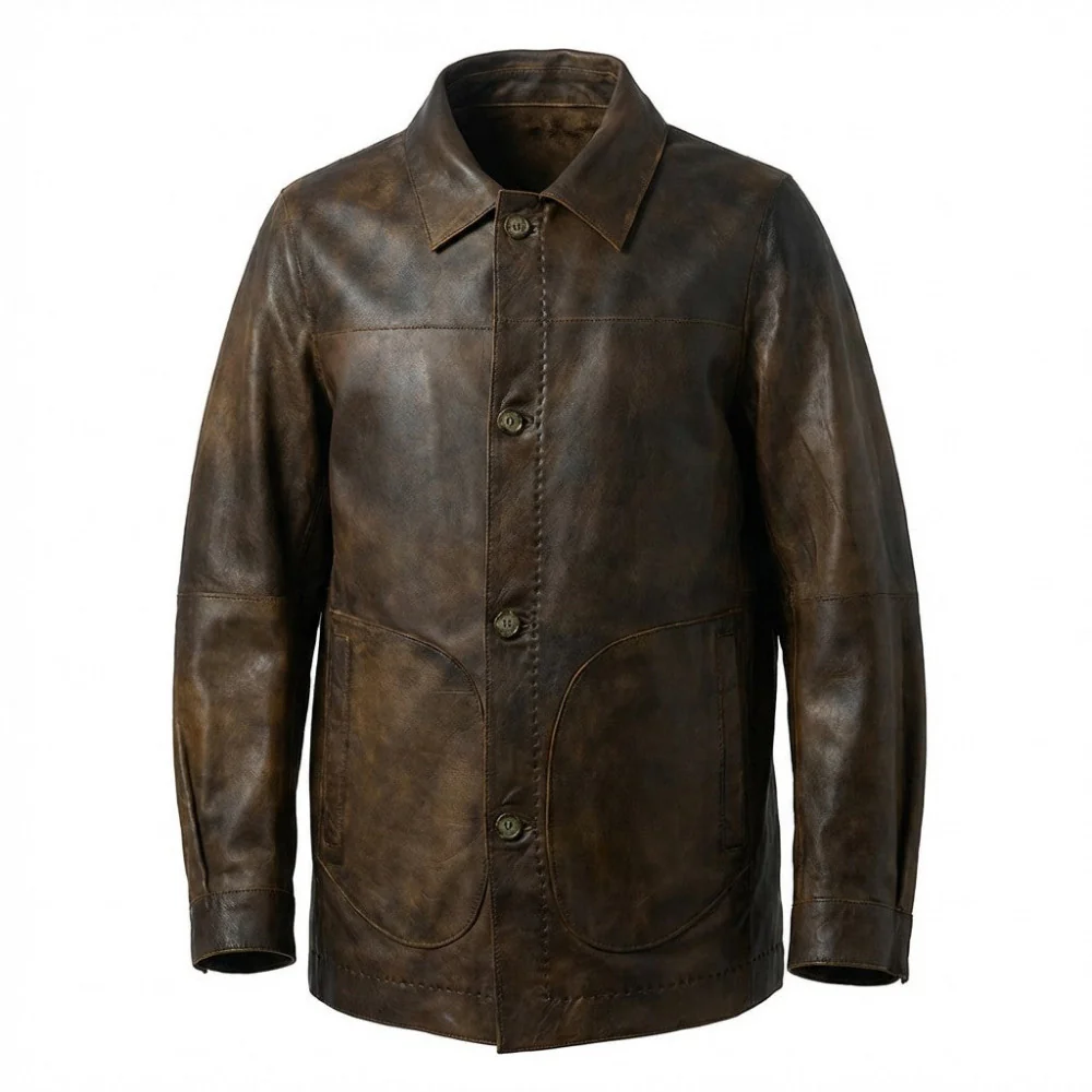 Missani Reversible Distressed Leather Jacket - Image 9