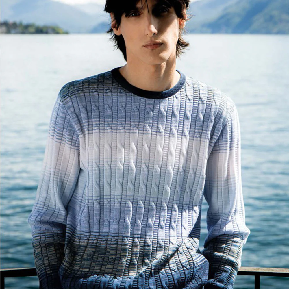 Montechiaro Crew Neck Italian Ombre Sweater 31128110M - Image 2