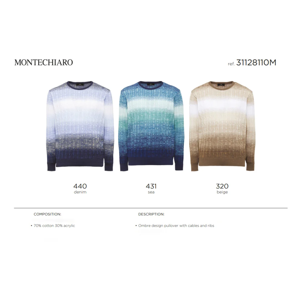 Montechiaro Crew Neck Italian Ombre Sweater 31128110M - Image 3
