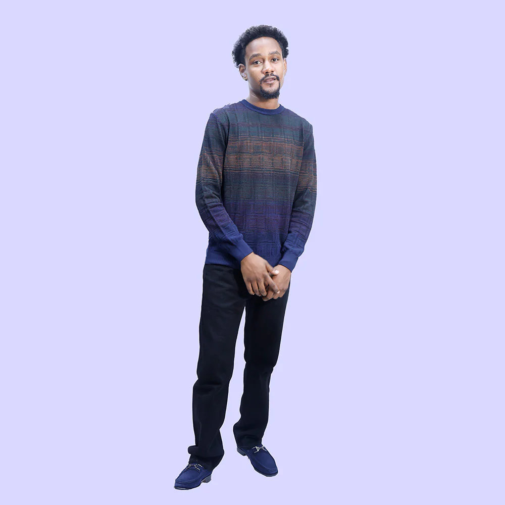 Montechiaro Navy and Multi-Colored Italian Sweater 30124110M - Image 3