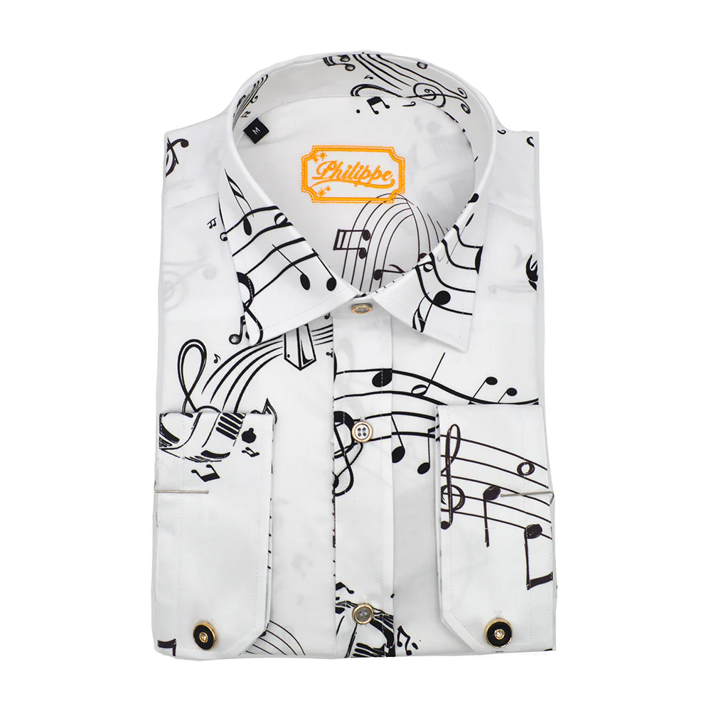 Philippe Cotton Shirt White with Black - Image 2