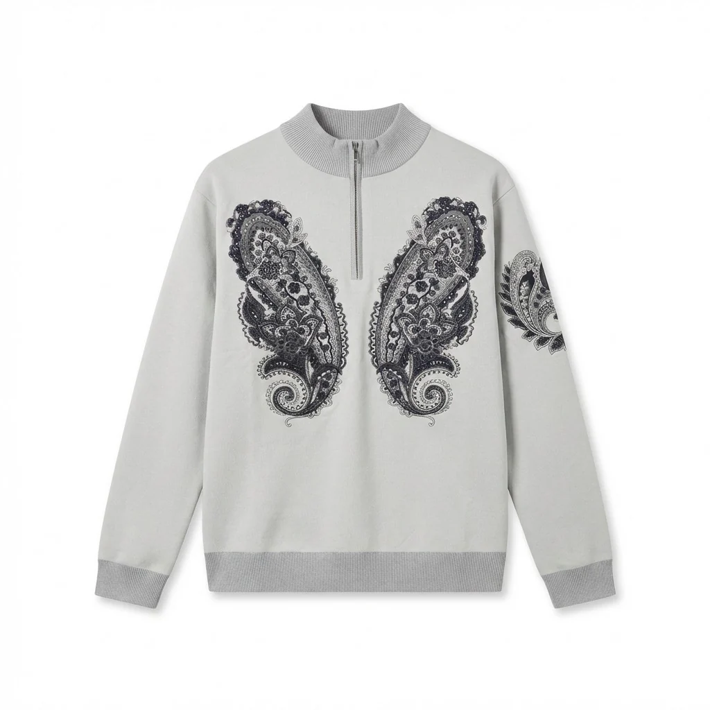 Prestige Black Paisley Embroidered Sweater - Image 3