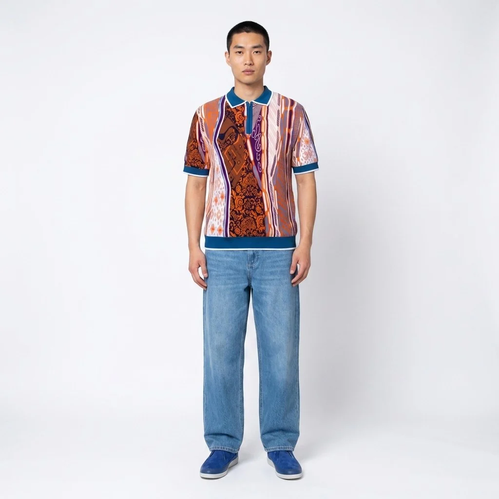 Prestige Polo Neck Half Zip Short Sleeve Shirt CMK-402