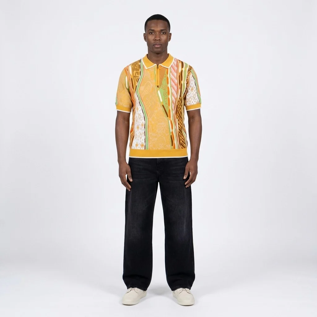 Prestige Polo Neck Half Zip Short Sleeve Shirt CMK-402 - Image 3