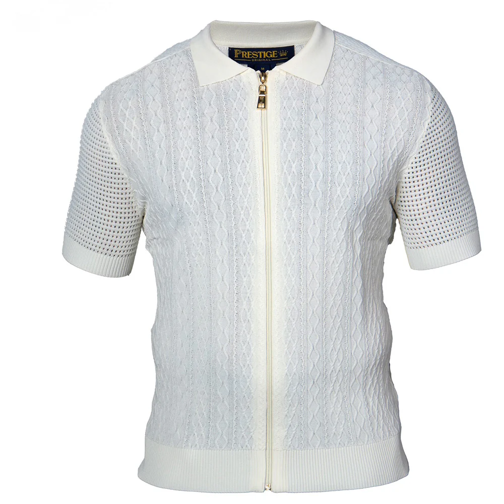 Prestige Polo Neck Zip Up Short Sleeve Shirt CMK-388