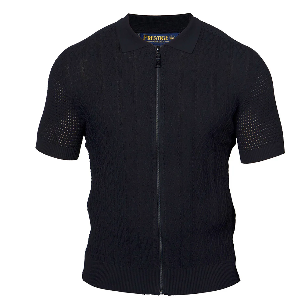 Prestige Polo Neck Zip Up Short Sleeve Shirt CMK-388 - Image 2