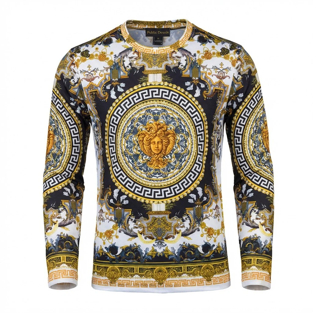 Public Denim Digital Print Luxury Shirt 953