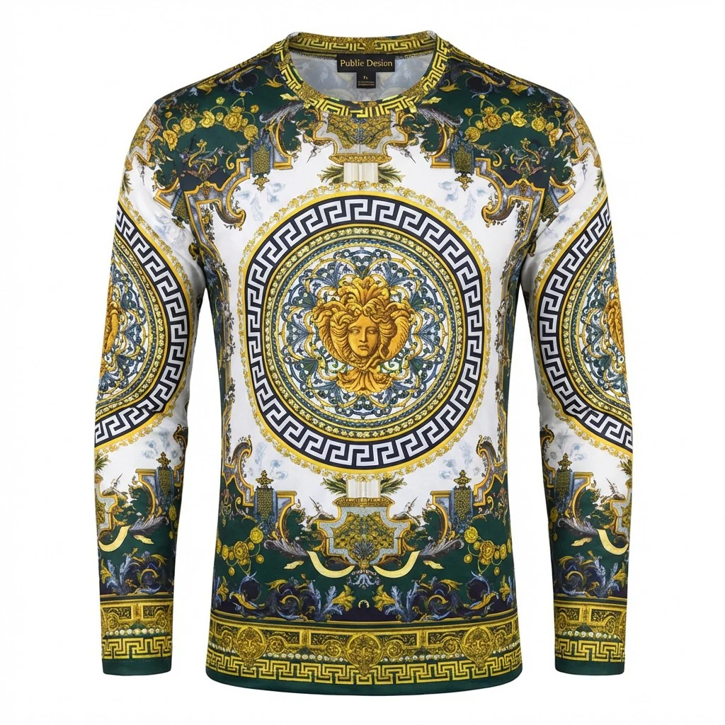 Public Denim Digital Print Luxury Shirt 953 - Image 3