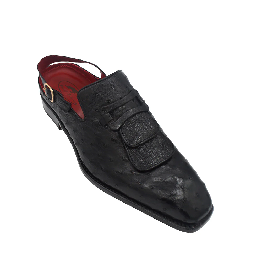 Sheriff Collection 2425 Black Ostrich Slingback Shoes - Image 2