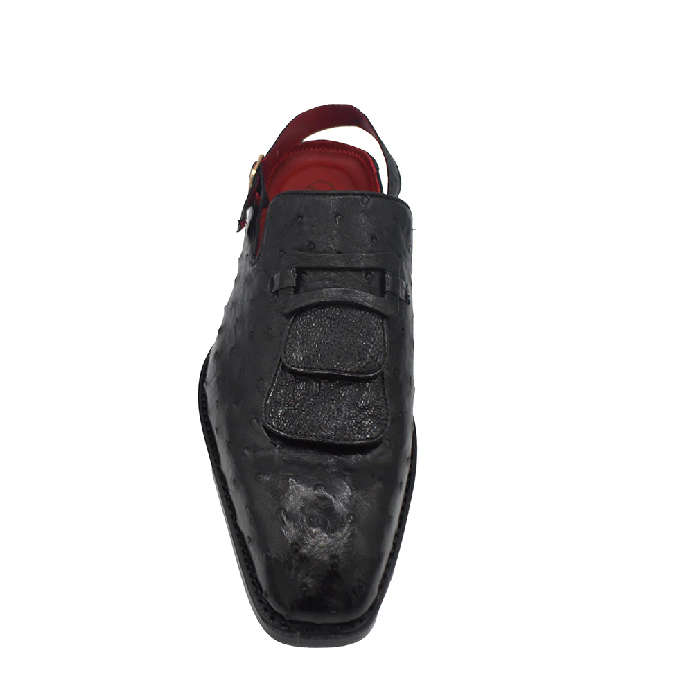 Sheriff Collection 2425 Black Ostrich Slingback Shoes - Image 3