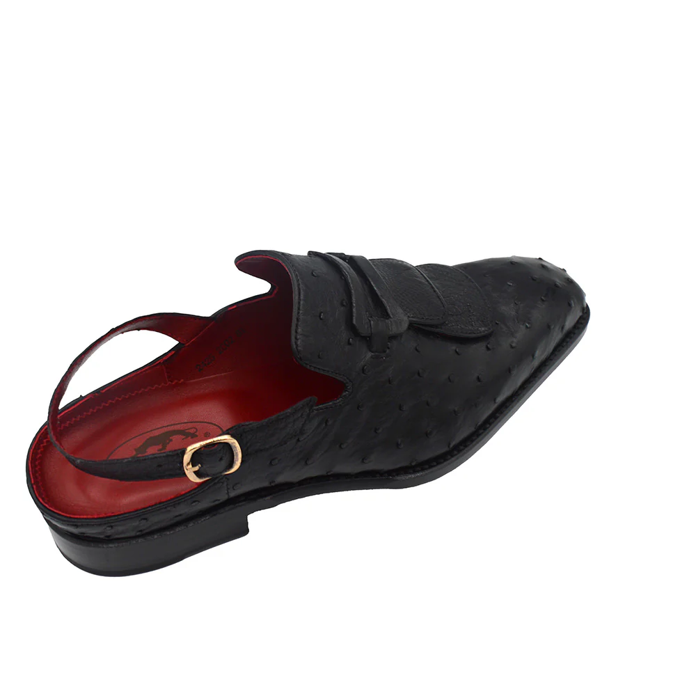 Sheriff Collection 2425 Black Ostrich Slingback Shoes - Image 4