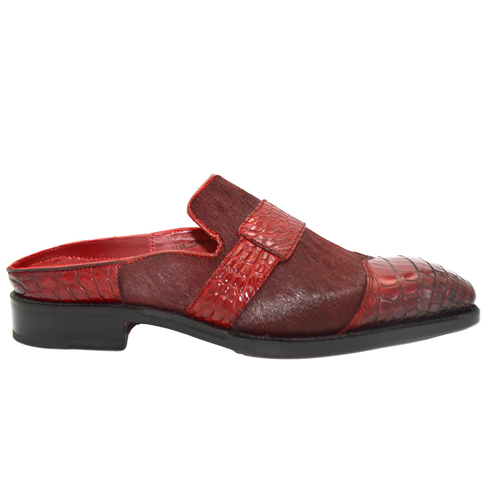 Sheriff Collection Burgundy Alligator and Pony Slipper 2413-2002