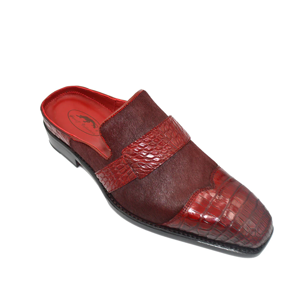 Sheriff Collection Burgundy Alligator and Pony Slipper 2413-2002 - Image 2