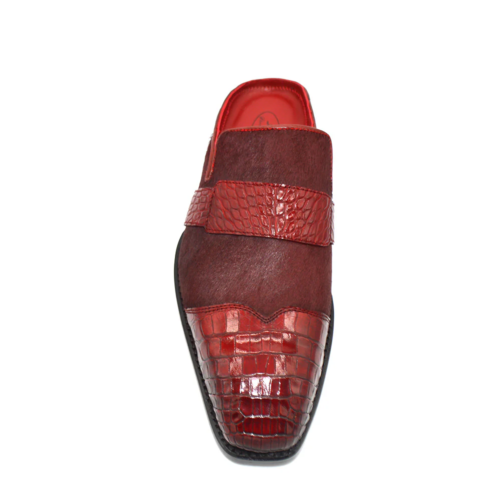 Sheriff Collection Burgundy Alligator and Pony Slipper 2413-2002 - Image 4