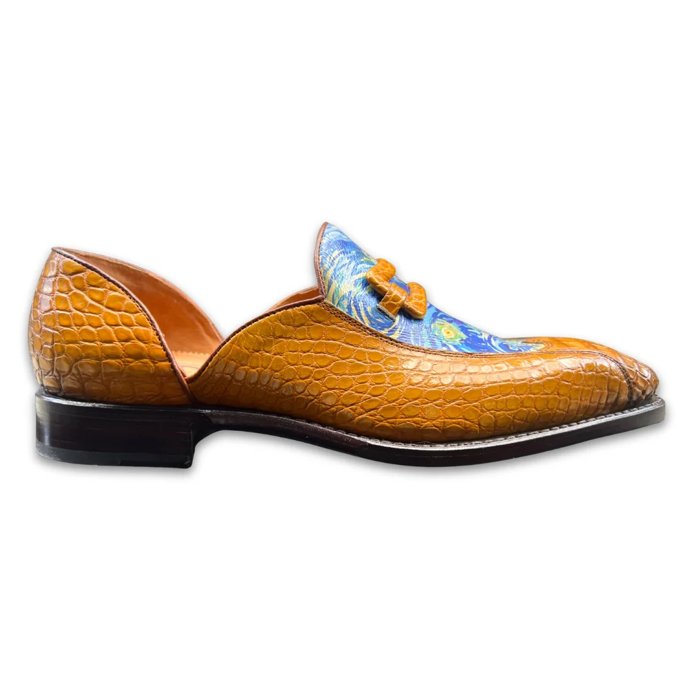 Sheriff Collection Cognac Van Gogh Design Alligator Loafer 2537