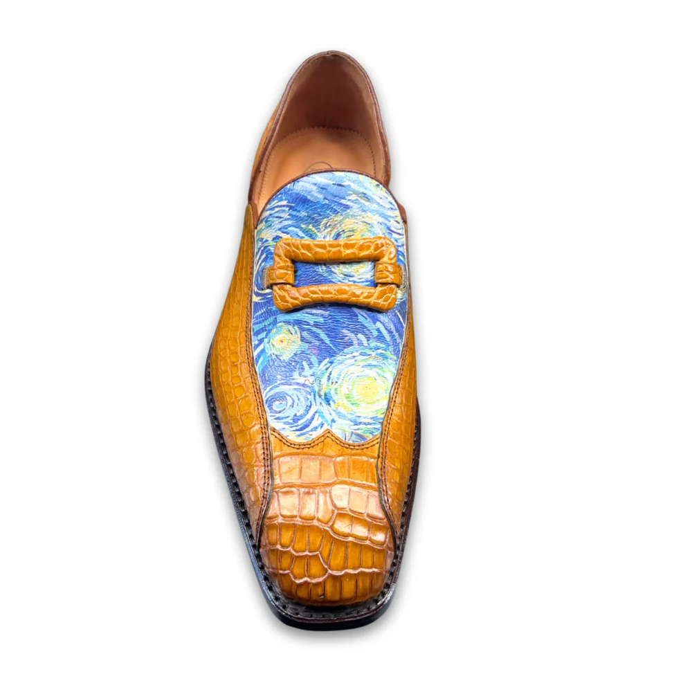 Sheriff Collection Cognac Van Gogh Design Alligator Loafer 2537 - Image 2