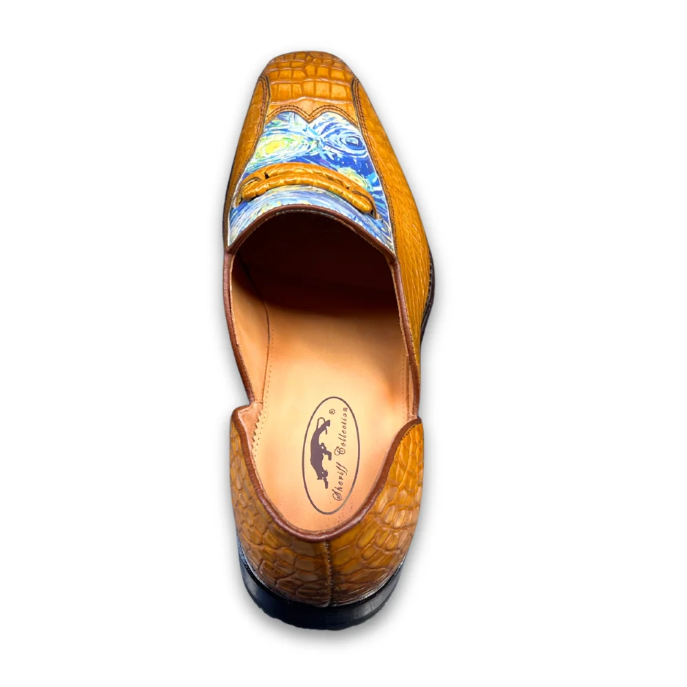 Sheriff Collection Cognac Van Gogh Design Alligator Loafer 2537 - Image 4