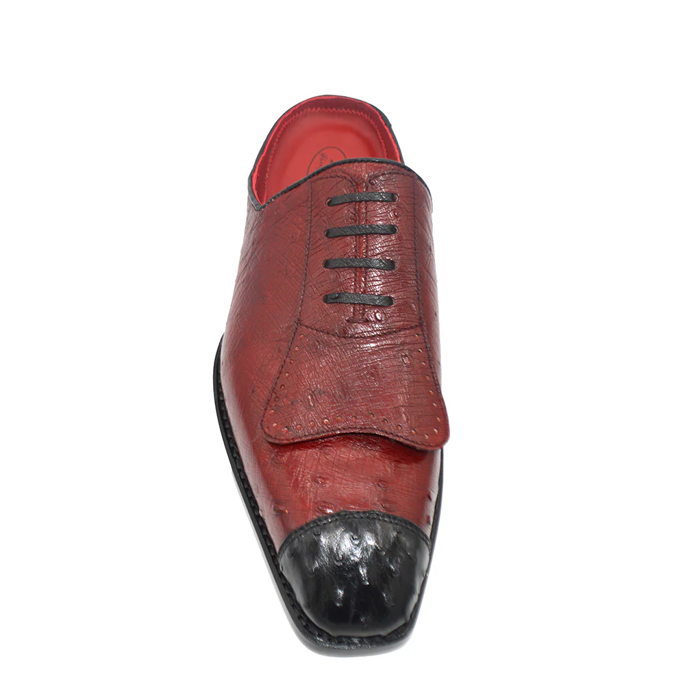 Sheriff Collection 2413-2002 Half Shoes Black and Burgundy Ostrich - Image 3